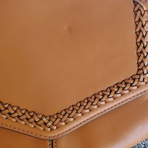 Sandro "Lou MM Curcuma" Cognac Braided Shoulder Bag - Picture 3 of 15